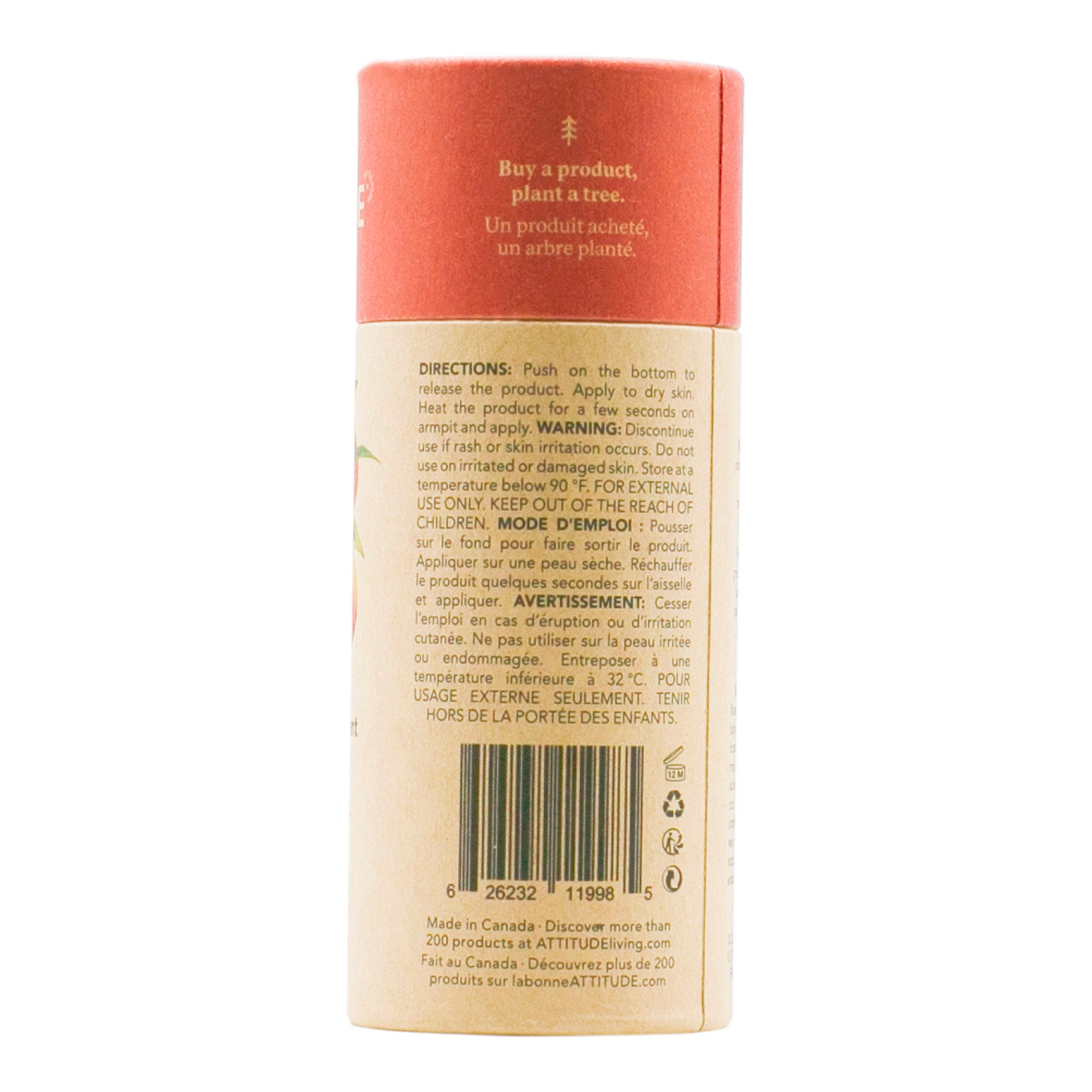 Attitude Plastic Free Natural Deodorant Orange Leaves 85g