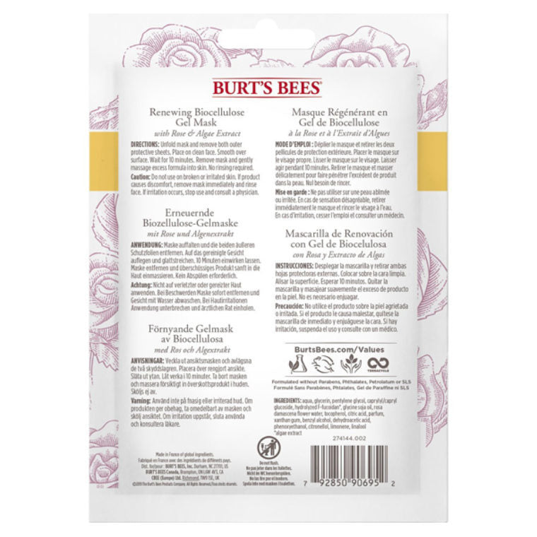 Burt's Bees Renewing Biocellulose Gel Mask 31g