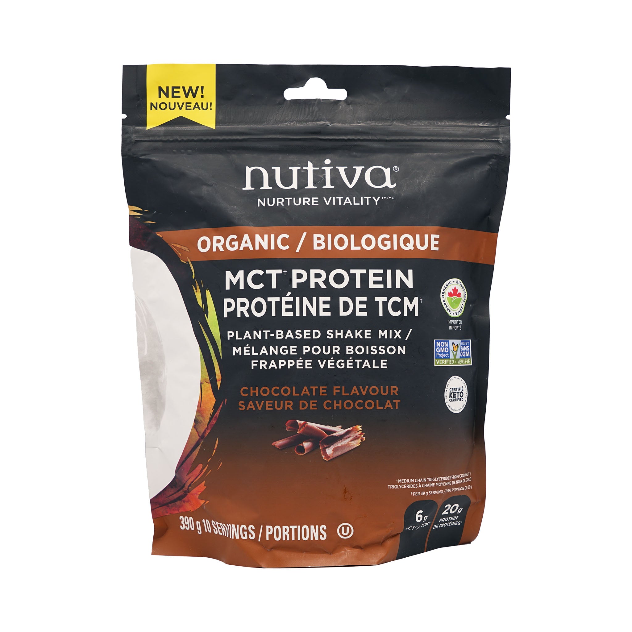Nutiva MCT Protein Plant-Based Shake Mix Chocolate 390g