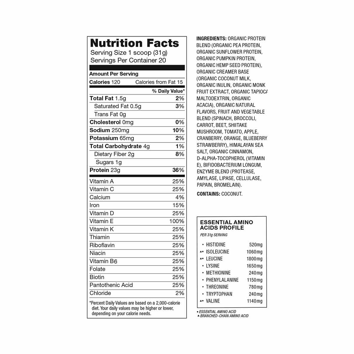 Nutiva Organic Plant Protein Superfood Smoothie Vanilla 620g