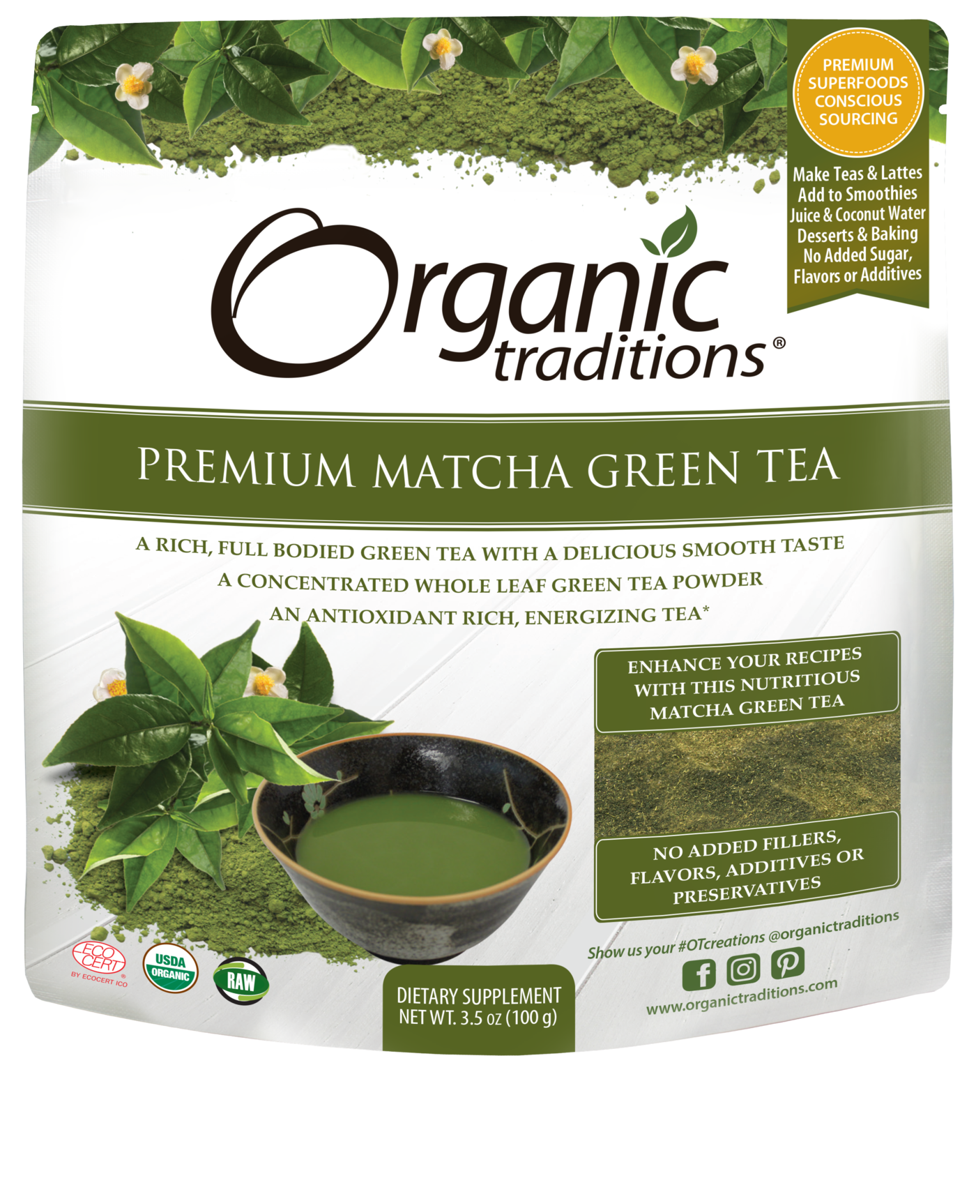 Organic Traditions Organic Premium Matcha Tea 100g