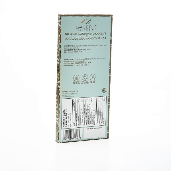 Galerie au Chocolat No Sugar Added Dark Chocolate 80g