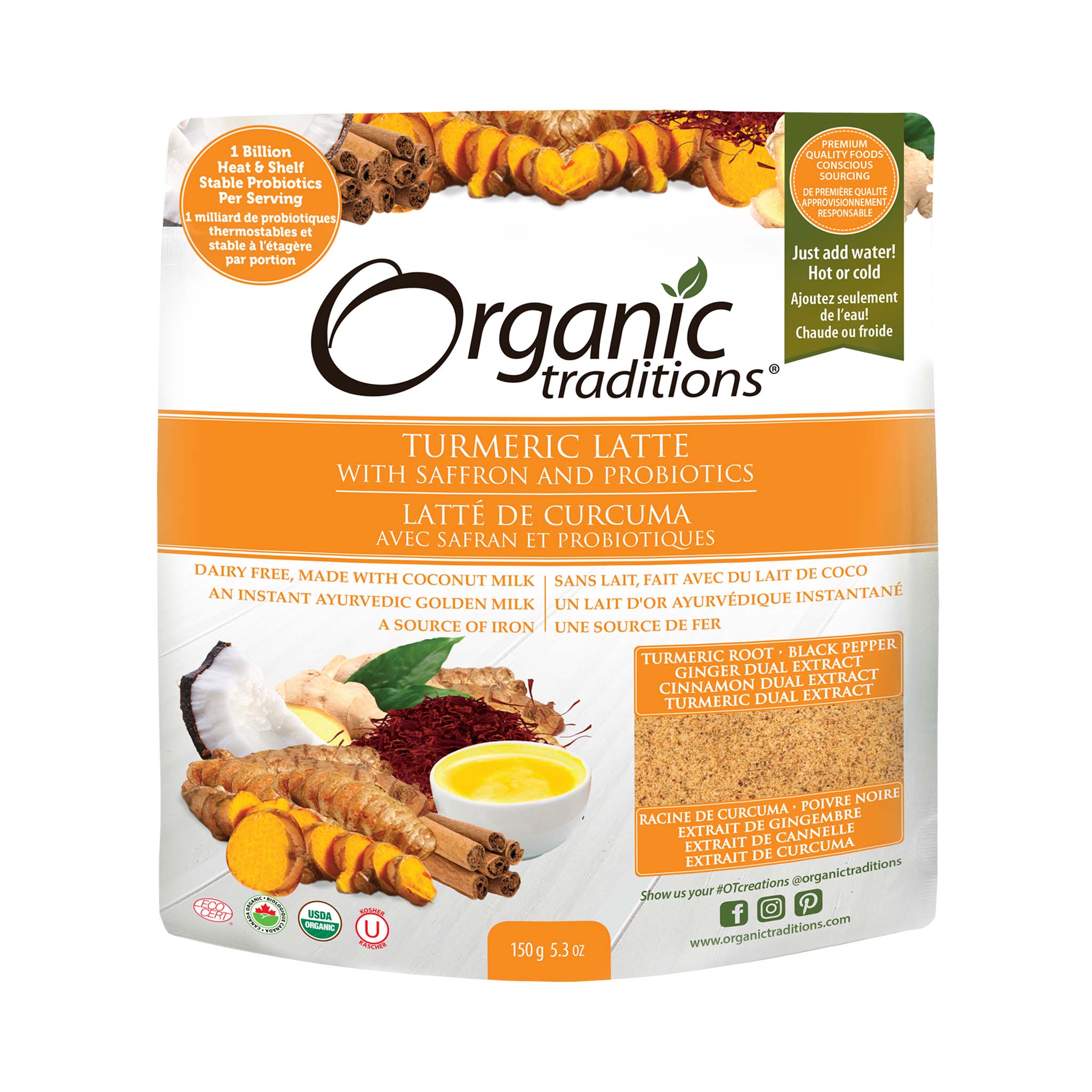 Organic Traditions Organic Turmeric Latte with Probiotics 150g
