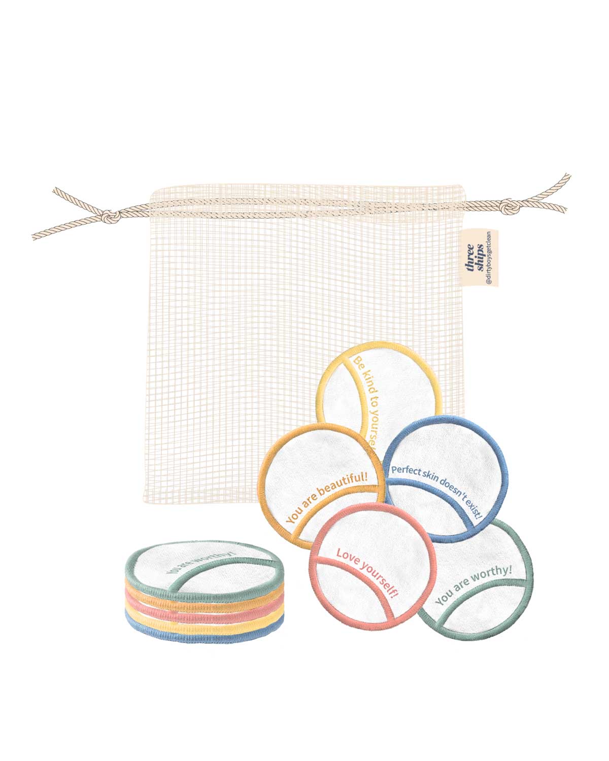 Three Ships | Get Clean Reusable Bamboo Cosmetic Rounds