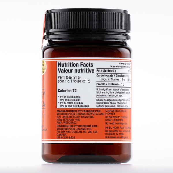 Wedderspoon Raw Monofloral Manuka Honey KFactor 16 500g